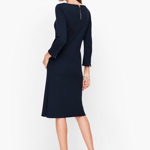 Talbots Navy Cotton Shift Dress 3/4 Sleeves and Zipper Shoulders